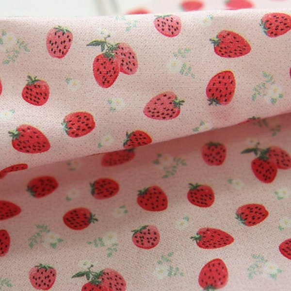 Strawberry patterned Fabric made in Korea by the Half Yard