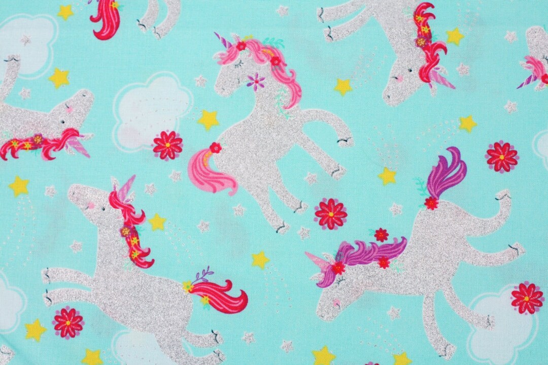 Glitter Unicorn Fabric by Timeless Treasures Fabrics by the Half Yard