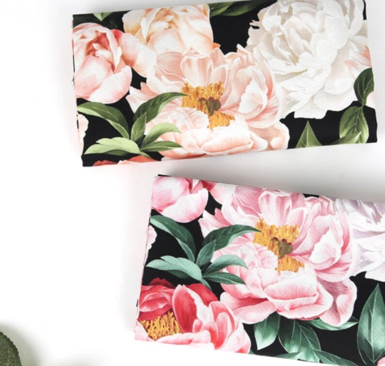 Peony flowers Patterned Fabric made in Korea by the Half Yard