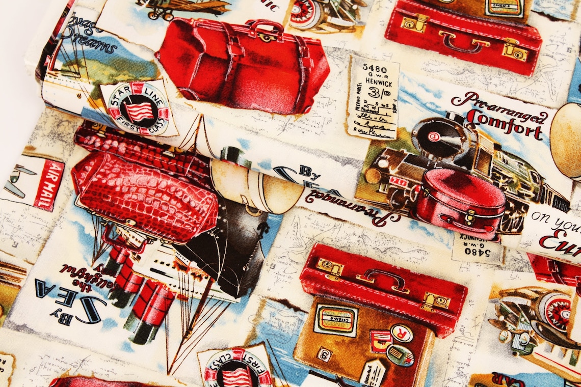 vintage travel fabric