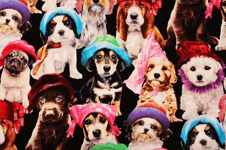 Dogs Puppies Cotton Fabric by Elizabeth's Studio by the Etsy