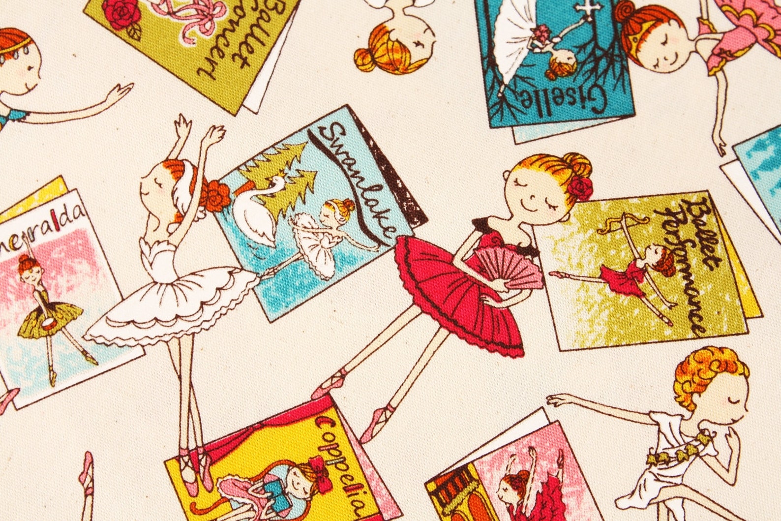 ballet ballerina printed fabric made in japan by the half yard