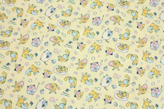 キャラクター生地 ポケットモンスターポケモンピカチュウ 昼寝 コットン100 シーチング Pocket Etsy 日本