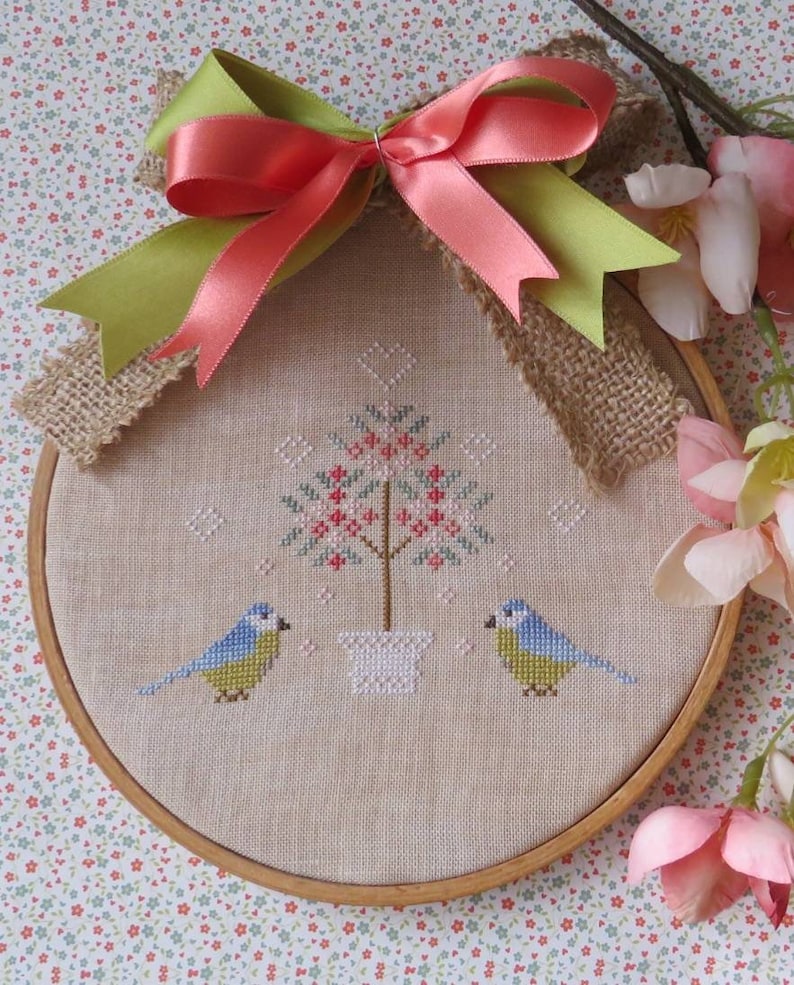 Spring Birdsong A Spring Blue Tit Cross stitch chart