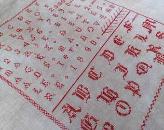 フランスのアンティークサンプラー、刺繍 - Etsy 日本
