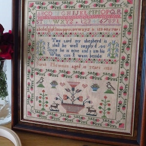 Sarah Newman 1823, a pdf cross stitch sampler reproduction