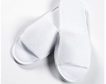 Open toe hotel slippers, Standard SPA slippers, unisex women wedding shoes white, wedding slippers,