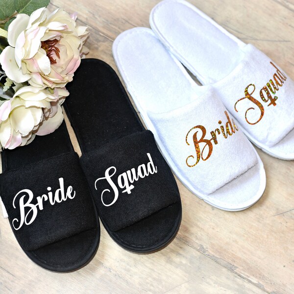 Bridesmaid Slippers, Wedding Slippers, Bride Squad slippers, Bridesmaid gift, Party slippers, Personalized slippers, Spa slippers