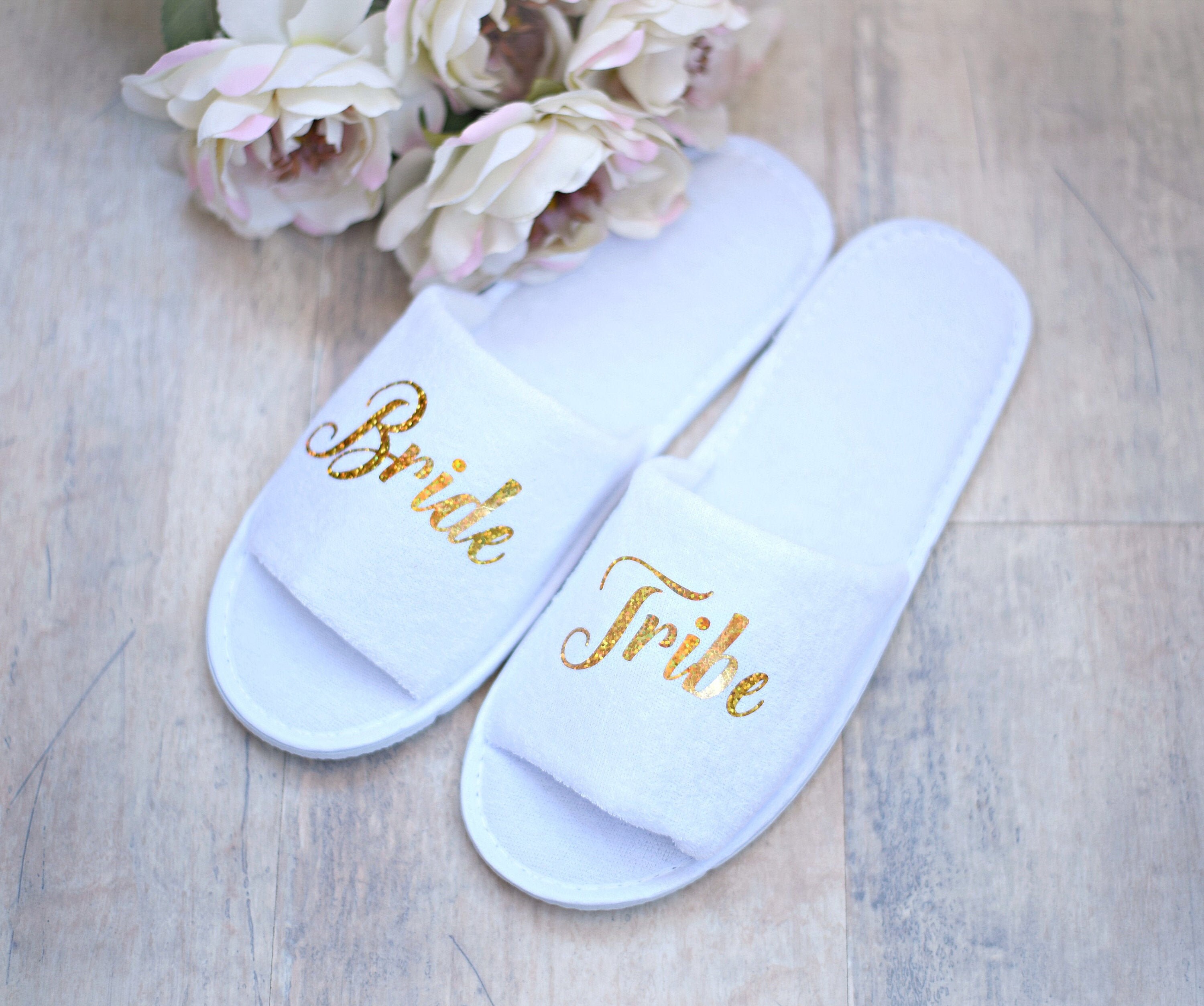 Bridesmaid Slippers, Wedding Slippers, Bride Tribe Slippers