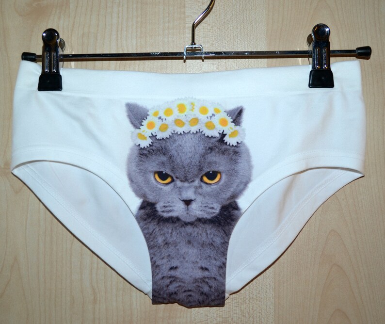 Cat Underwear Pussycat Funny Underwear Panties Grey Cat With Etsy