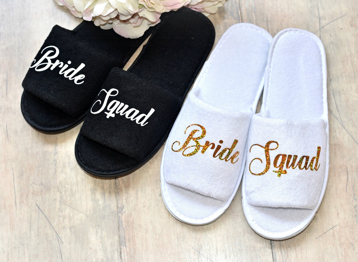 Bridesmaid Slippers, Wedding Slippers, Bride Squad Slippers, Bridesmaid