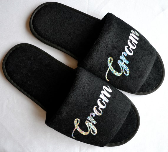 Mens luxury spa slippers Groom custom personalised slippers Etsy
