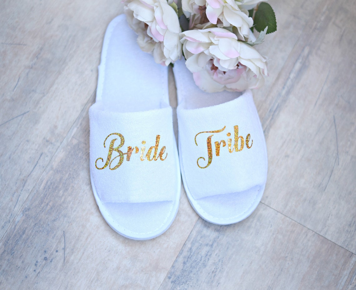 Bridesmaid Slippers, Wedding Slippers, Bride Tribe Slippers