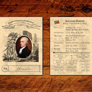 Alexander Hamilton Heritage Trading Card | 2.75&quot; x 3.75&quot; American Presidents History Musical