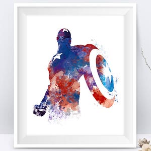Captain America, Art Print, Marvel, Avengers, Captain America Poster, Shield, Steve Rogers, Superhero, Wall Art, Gift, Digital Download image 1