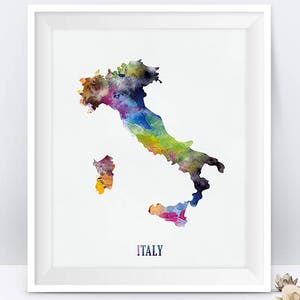 Italia Mappa Stampa Italia Poster Roma Firenze Stampa Acquerello Carta Arte Europa Ufficio Casa Regalo Digitale Scaricare