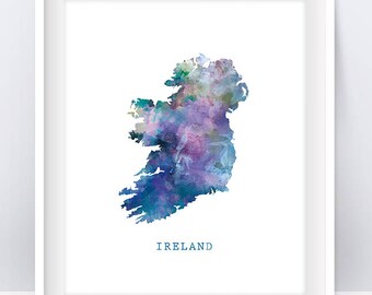 Ireland Map Print Watercolor Poster Travel Home Office Decor Modern Celtic Map Art Irish Print City Painting Gift Wall Art Digital Download