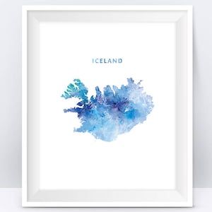 Island Karte Druck, Aquarell Island Poster, Home Office Zimmer Dekor, Karte Kunst, Reykjavik Druck Stadt Malerei Geschenk Wandkunst digitaler Download