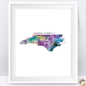 North Carolina Map Print Watercolor North Carolina Poster Home Office Decor Map Art Raleigh City Painting Gift Wall Art Digital Download