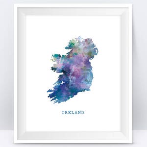 Ierland Kaart Print Aquarel Poster Travel Home Office Decor Modern Celtic Map Art Irish Print City Painting Gift Wall Art Digital Download