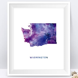 Washington Kaart, Aquarel Washington Poster, Olympia Print Office Home Room Decor State Art City Map Print Travel Gift Digital Download
