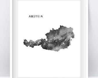 Austria Map, Austria Watercolor Map, Vienna Print, Austria Poster, Painting, Gift, Map Art, Wall Art, Digital Download