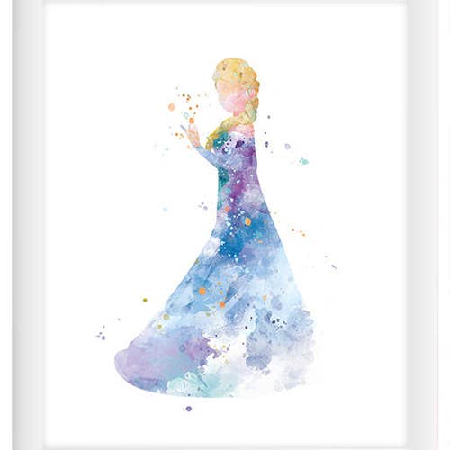 Princess Elsa Art Print Watercolor Printable Frozen Wall Art Etsy