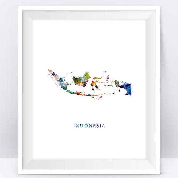 Indonesia Map, Watercolor Print, Jakarta Indonesia Poster Watercolor Painting Office Home Decor Wall Decor Travel Gift Digital Download