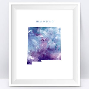 New Mexico Map New Mexico Watercolor Art Print Santa fe New Mexico Poster Painting Gift Modern Map Art Wall Art Digital Download
