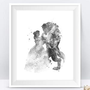 Beauty and Beast Black White Beauty Beast Wedding Poster Princess Beauty Beast Art Print Gift idea Printable Download