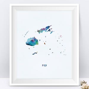 Fiji Islands Map Watercolor Fiji Print Wall Art Suva Poster Wall Decor Office Decor Home Decor Gift Digital Download