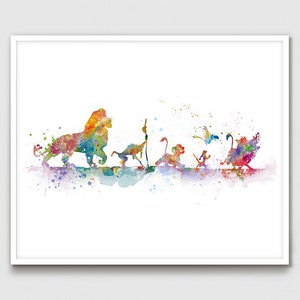 Lion King Art Print Lion King Poster Watercolor Painting Simba Print Gift Wall Art Nursery Kids Room Home Decor Digital Download