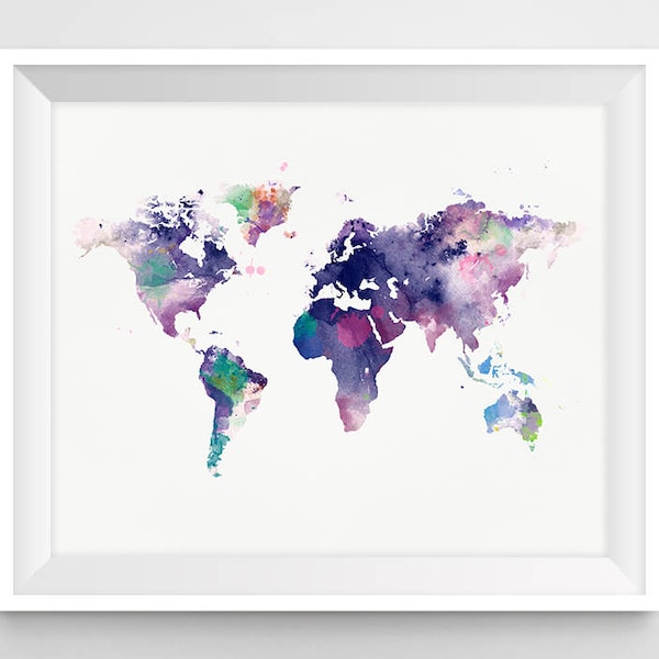 World Map, Watercolor Print, Poster, Home Decor, Map Art, Explore, Global, Map Poster, land, Large World Map, Painting, Printable, Download