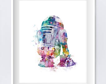 Multi Star Wars Watercolor R2-D2 Floral