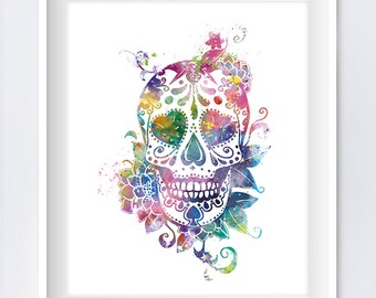 Day of the Dead Sugar Skulls Floral Art Prints A4 Set of 3 Sugar Skull Art Prints Wall Art