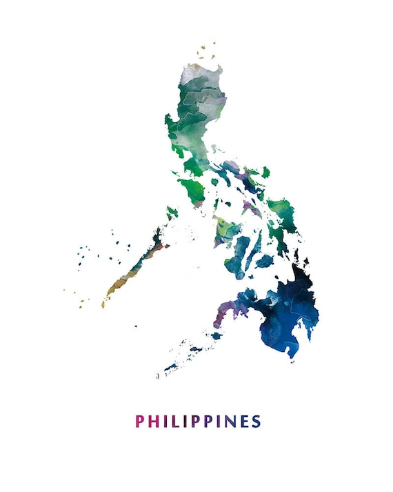 Philippines Map Print Watercolor Manila Wall Art Philippines Poster Painting Travel Poster Home Office Decor Gift Digital Download