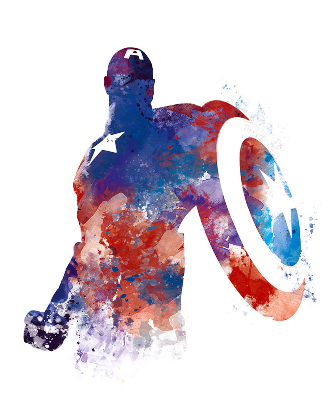 Captain America Art Print Marvel Avengers Captain America - Etsy