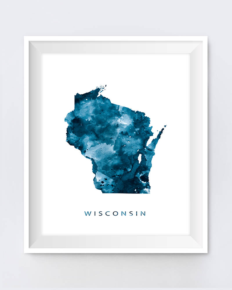 Wisconsin, Wisconsin Map Poster, Art Print, Madison Map, Watercolor ...
