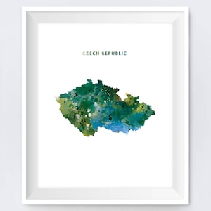Tsjechië Kaart, Tsjechië Aquarel, Art Print, Praag Print, Tsjechische Republiek Poster, Gift, Kaart Kunst, Wall Art, Digitale Download