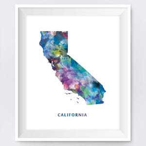 Kalifornien Karte, Kalifornien Aquarell Karte, USA, Kunstdruck, Los Angeles, California Poster, Malerei, Geschenk, Wandkunst, digitaler Download