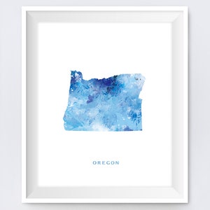 Oregon Map, Oregon Watercolor, Art Print, Salem, Oregon Poster, Painting, Gift, State Map Art, Travel Map, Wall Art, Digital Download