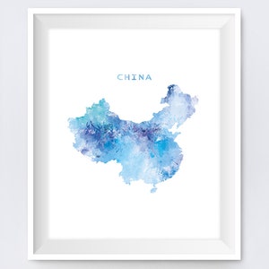 China Map Print Watercolor China Poster Beijing Home Office Room Decor Map Art City Painting Gift Wall Art Digital Télécharger
