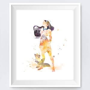 Pocahontas Print, Princess Poster, Watercolor, Art Print, Nursery Wall decor, Gift, Digital Download