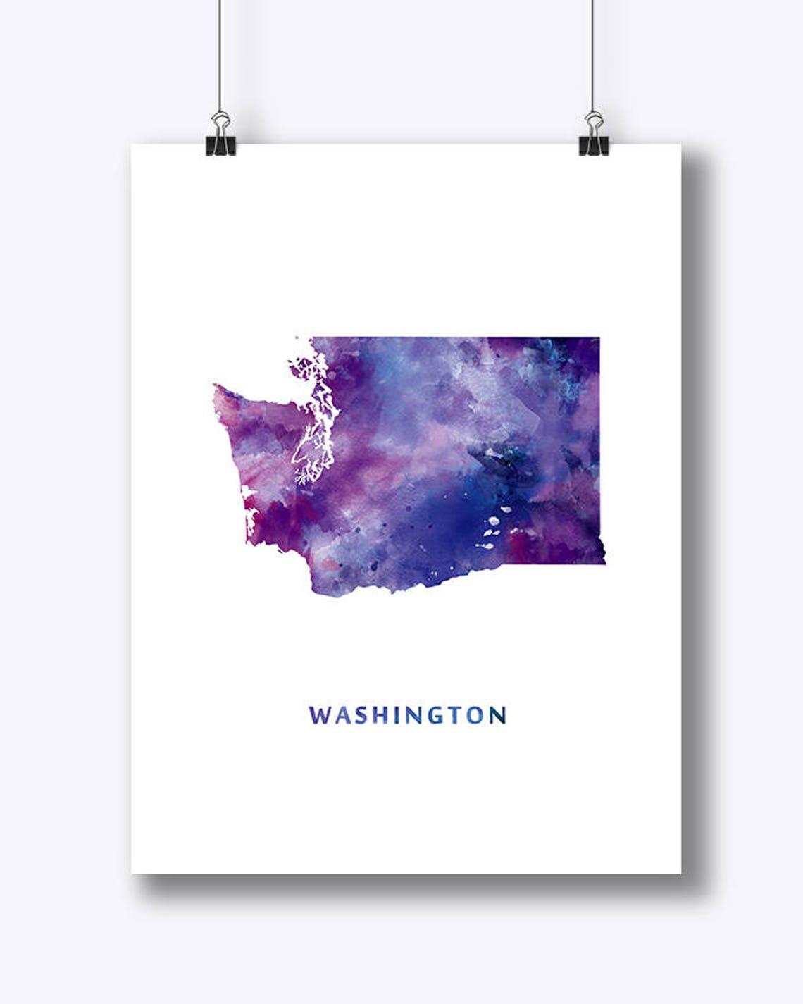 Washington Map Watercolor Washington Poster Olympia Print - Etsy