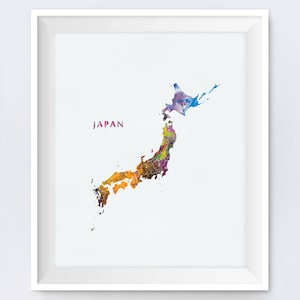 Japan Map, Watercolor Japan, Tokyo, Osaka, Country Map, Poster, Painting, Gift, Map Art, Wall Art, Printable, Home Office Decor, Download