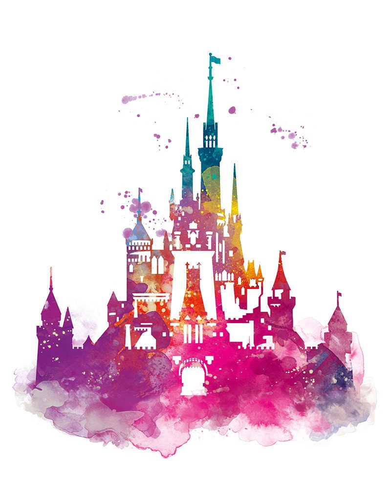 Cinderella Castle Watercolor Print Magic Kingdom Disney Art Etsy