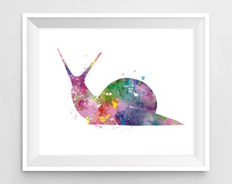 カラフルなカタツムリの絵画 カタツムリ、アートプリント、水彩画、カタツムリの絵、動物の水彩画