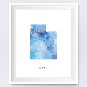 Utah Map, Utah Watercolor, Art Print, Salt Lake, Utah Poster, Painting, Gift, State Map Art, Wall Art, Digital Download