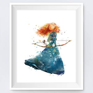 Merida Art Merida Print Watercolor Painting Princess Brave Merida Printable Nursery Merida Wall Decor Gift digital download