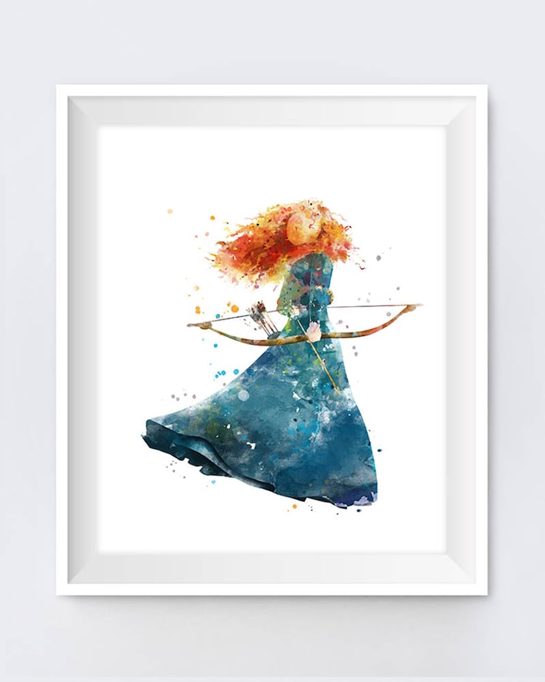 Merida Art Merida Print Aquarelle Peinture Princess Brave Merida Imprimable Nursery Merida Wall Decor Cadeau numérique télécharger image 1
